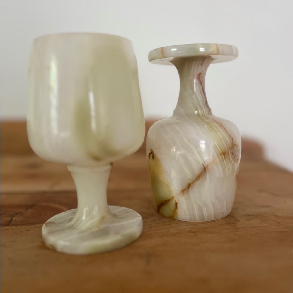 Vintage onyx natural stone wine goblet’s